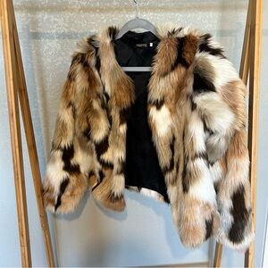 Lanshifei faux fur coat, size small.